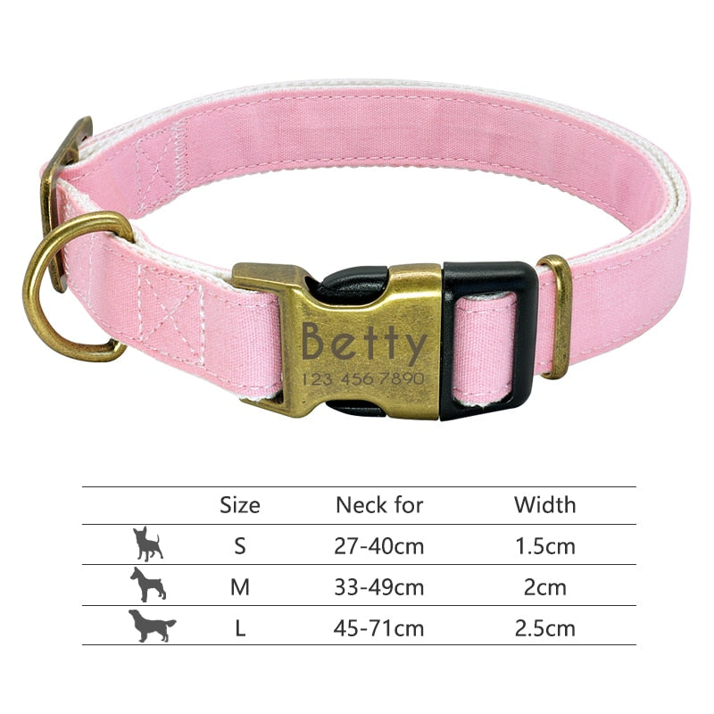 Nylon Dog Collar Personalized Pet Collar Engraved ID Tag Nameplate Reflective for Small Medium Large Dogs Pitbull Pug 0 DailyAlertDeals 094-Pink S 