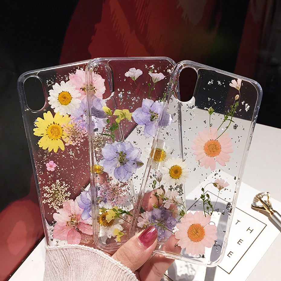 Qianliyao Dried Flower Silver foil Phone Cases For iPhone 14 13 12 11 Pro Max XS Max XR X 6 6s 7 8 Plus SE Soft Silicone Cover 0 DailyAlertDeals   