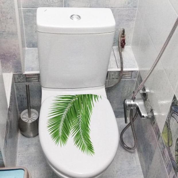 YOJA 22.6*20.6CM Plant Green Leaf Toilet Seat Stickers Fresh Home Bedroom Decor Decal T1-0886 Wall sticker DailyAlertDeals   