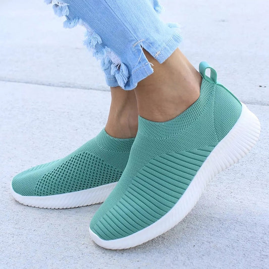 Women Shoes Knitting Sock Sneakers Women Spring Summer Slip On Flat Shoes Women Plus Size Loafers Flats Walking krasovki Famela 0 DailyAlertDeals   