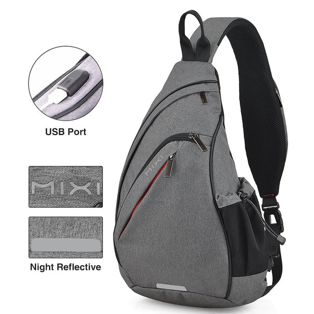 Mixi Men One Shoulder Backpack Women Sling Bag Crossbody USB Boys Cycling Sports Travel Versatile Fashion Bag Student School 0 DailyAlertDeals Gray China 17 Inches