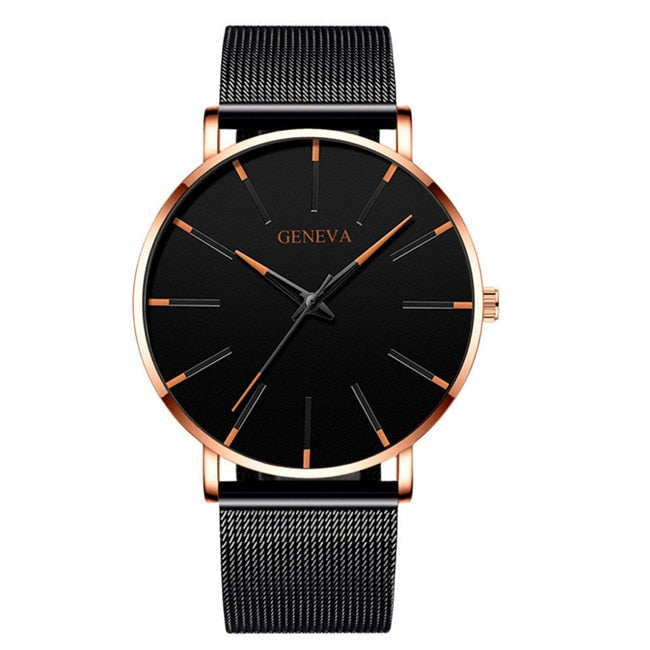 2022 Minimalist Men Fashion Ultra Thin Watches Simple Men Business Stainless Steel Mesh Belt Quartz Watch relogio masculino 0 DailyAlertDeals Mesh Orange Rose  