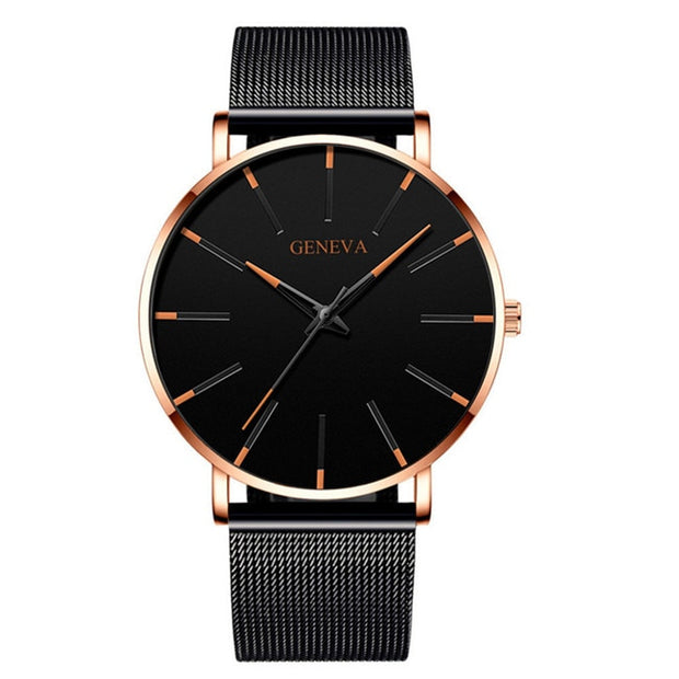 2022 Minimalist Men Fashion Ultra Thin Watches Simple Men Business Stainless Steel Mesh Belt Quartz Watch relogio masculino 0 DailyAlertDeals Mesh Orange Rose  