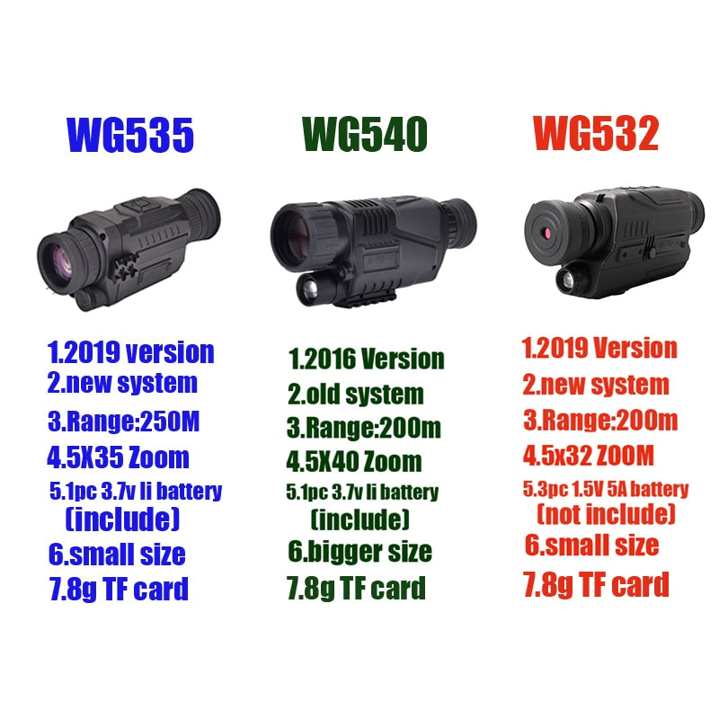 WG540 Infrared Digital Night Vision Monoculars with 8G TF card full dark 5X40 200M range Hunting Monocular Night Vision Device Infrared Digital Night Vision Monoculars DailyAlertDeals   