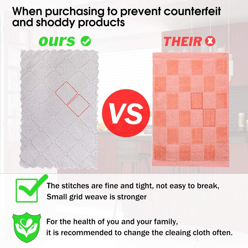 10pcs Microfiber Towel Absorbent Kitchen Cleaning Cloth Non-stick Oil Dish Towel Rags Napkins Tableware Household Cleaning Towel 10pcs Microfiber Towel DailyAlertDeals   