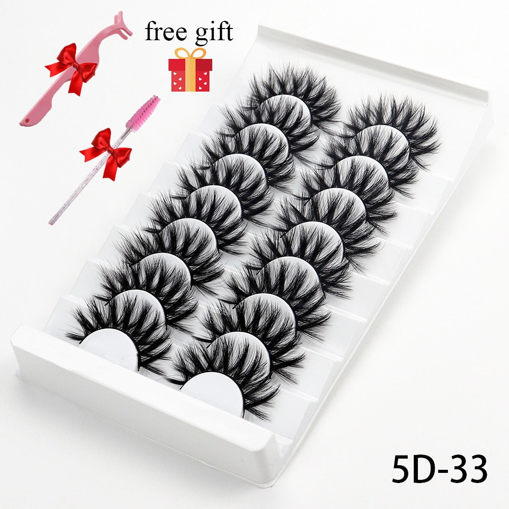 5/8 Pairs 20mm Mink Lashes 3D Natural False Eyelashes Fluffy Faux Mink Eyelashes Wispies Long Extension Eyelashes Pack Maquiagem  DailyAlertDeals 5D33 China 