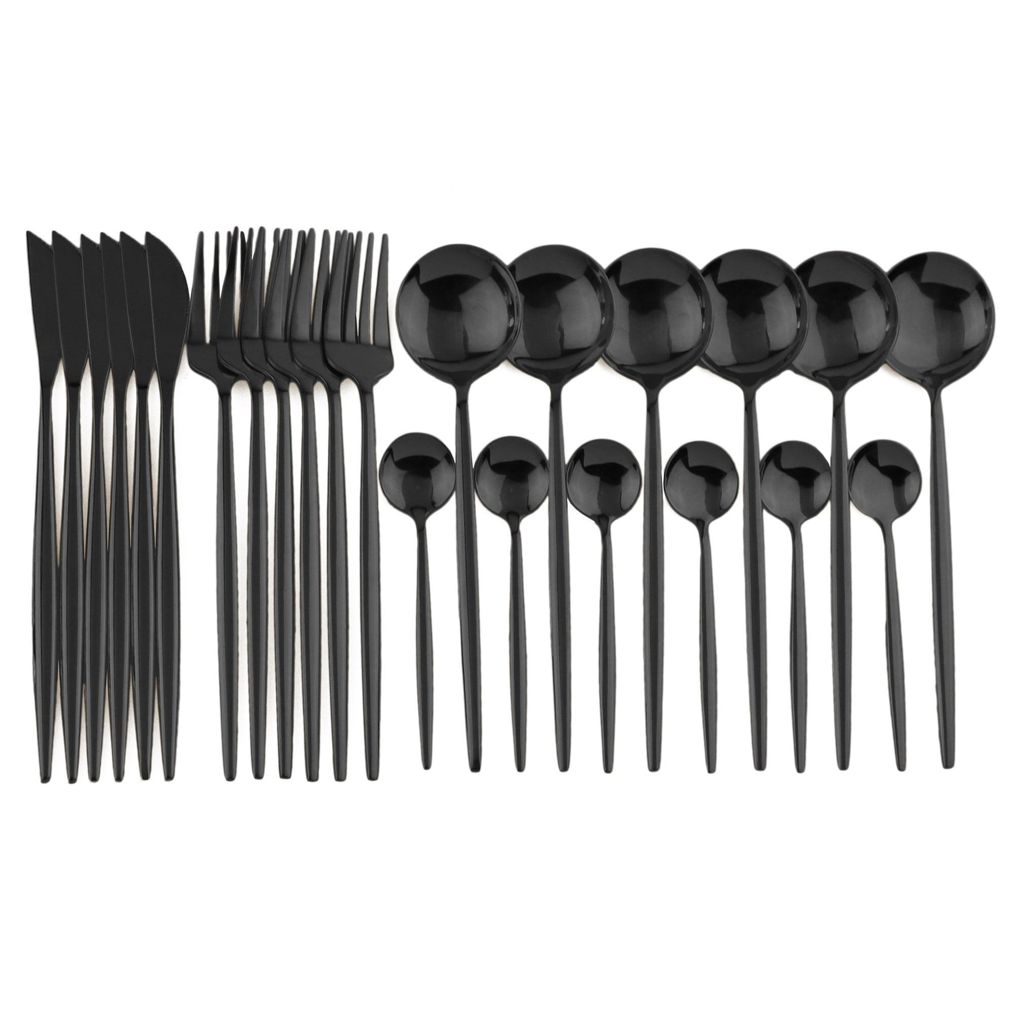 24pcs Black Western Dinnerware Set Stainless Steel Cutlery Set Fork Knife Spoon Tableware Set Flatware Set Silverware Set  DailyAlertDeals   