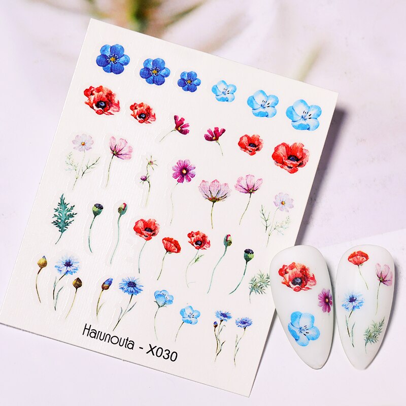 Harunouta Purple Blue Flowers Ink Blooming Nail Water Decals Geometry Line Ripple French Nail Stickers Manicuring Foils Wraps Nail Stickers DailyAlertDeals X030  
