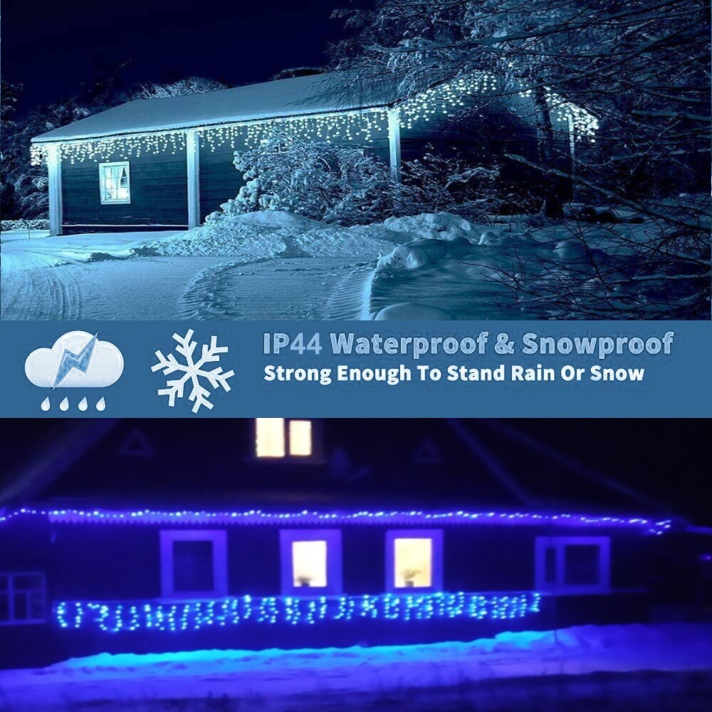 Christmas Decorations For Home Outdoor LED Curtain Icicle String Light Street Garland On The House Winter 220V 5m Droop 0.6-0.8m RGB LED String DailyAlertDeals   
