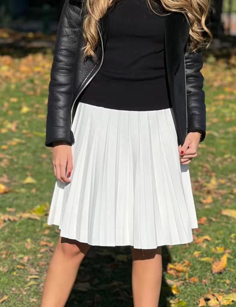 2022 Women Knitted Pleated Skirts Fashion High Waist Knit Dress Solid Color Female Classic Skirt 0 DailyAlertDeals   