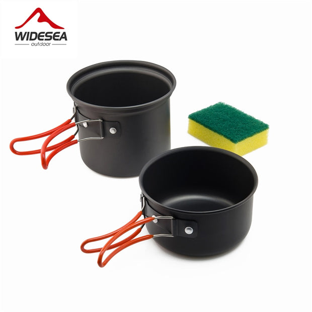 Widesea Ultralight Camping Cooking Utensils Outdoor Tableware Pot Set Hiking Picnic Travel Tourist Dishes Supplies Equipment Camping Cooking Utensils DailyAlertDeals orange China 