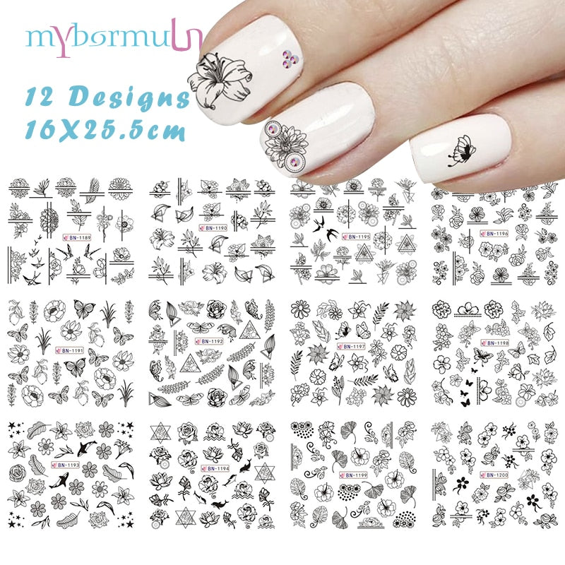 2021 New Geometric Letter nail sticker Water Slider Russian winter decal Christmas new year gift nail slider temporary tattos 0 DailyAlertDeals BN1189-1200  