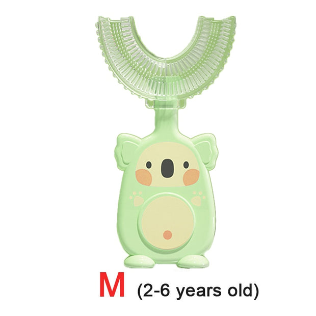 Baby toothbrush children teeth oral care cleaning brush soft Silicone teethers baby toothbrush new born baby items 2-12Y Baby silicon soft toothbrush DailyAlertDeals koala green M  