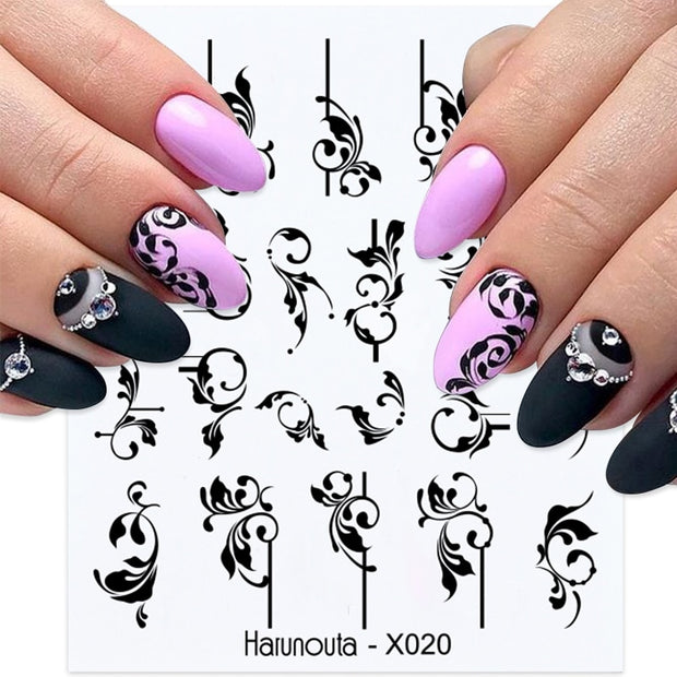 Harunouta French Flower Vine Water Decals Spring Summer Leopard Alphabet Leaves Charms Sliders Nail Art Stickers Decorations Tip Nail Stickers DailyAlertDeals   