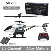 DEERC RC Helicopter 2.4G Aircraft 3.5CH 4.5CH RC Plane With Led Light Anti-collision Durable Alloy Toys For Beginner Kids Boys kids toy DailyAlertDeals 28CM Silver 2Battery  