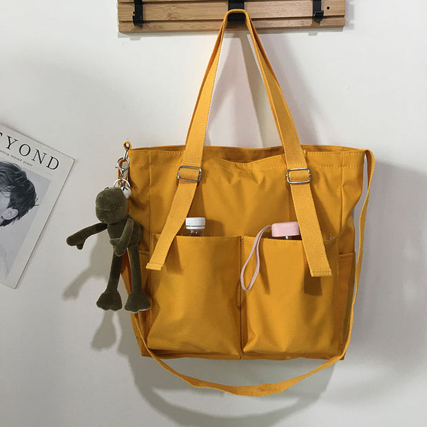 Waterproof Oxford Large Capacity Canvas Girl Shoulder Hand Bucket Bag Basket Female Crossbody Bags For Women Casual Tote Purses 0 DailyAlertDeals Yellow Frog 33x35x10  