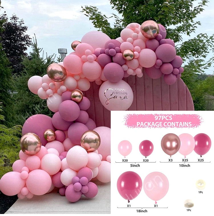 Pink Balloon Garland Arch Kit Birthday Party Decorations Kids Birthday Foil White Gold Balloon Wedding Decor Baby Shower Globos Balloons Set for Birthday Parties DailyAlertDeals 25 AS SHOWN 