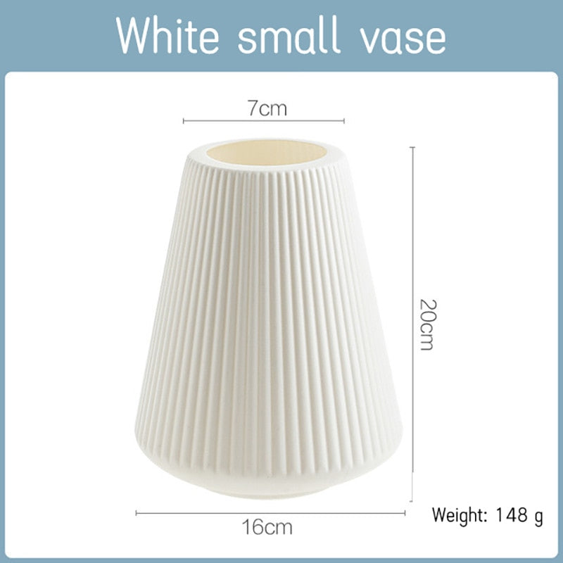 Morandi Plastic Vase Living Room Decoration Ornaments Modern Origami Plastic Vases for Flower Arrangements Home Decoration Plastic Vases Flower Pots DailyAlertDeals 3516 white  