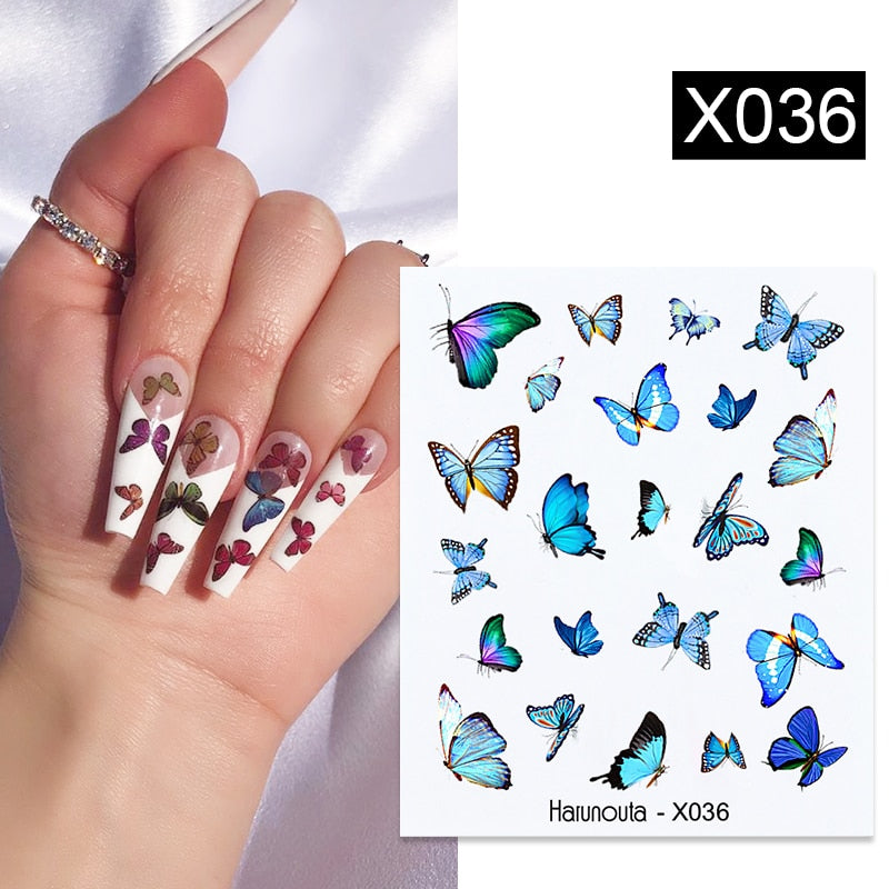 Harunouta Purple Blue Flowers Ink Blooming Nail Water Decals Geometry Line Ripple French Nail Stickers Manicuring Foils Wraps Nail Stickers DailyAlertDeals X036  