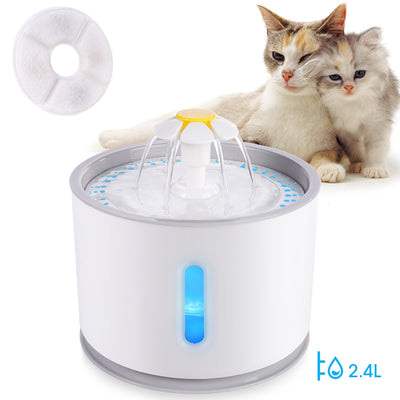 Automatic Pet Cat Water Fountain with LED Lighting 5 Pack Filters 2.4L USB 0 DailyAlertDeals   