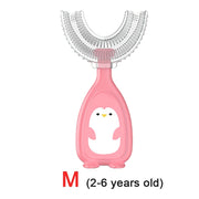 Baby toothbrush children&#39;s teeth oral care cleaning brush soft Silicone teethers baby toothbrush new born baby items 2-12Y 0 DailyAlertDeals penguin pink M  