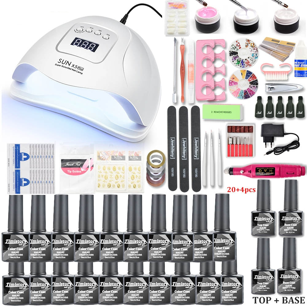 Nail Set 120/72/54/6W UV LED Nail LAMP For Manicure Gel Nail Polish Set Kit Varnish Electric Nail Drill Manicure Nail Art Tools Electric Manicure Drill & Accessory DailyAlertDeals SUN X5 20PCS SET China 