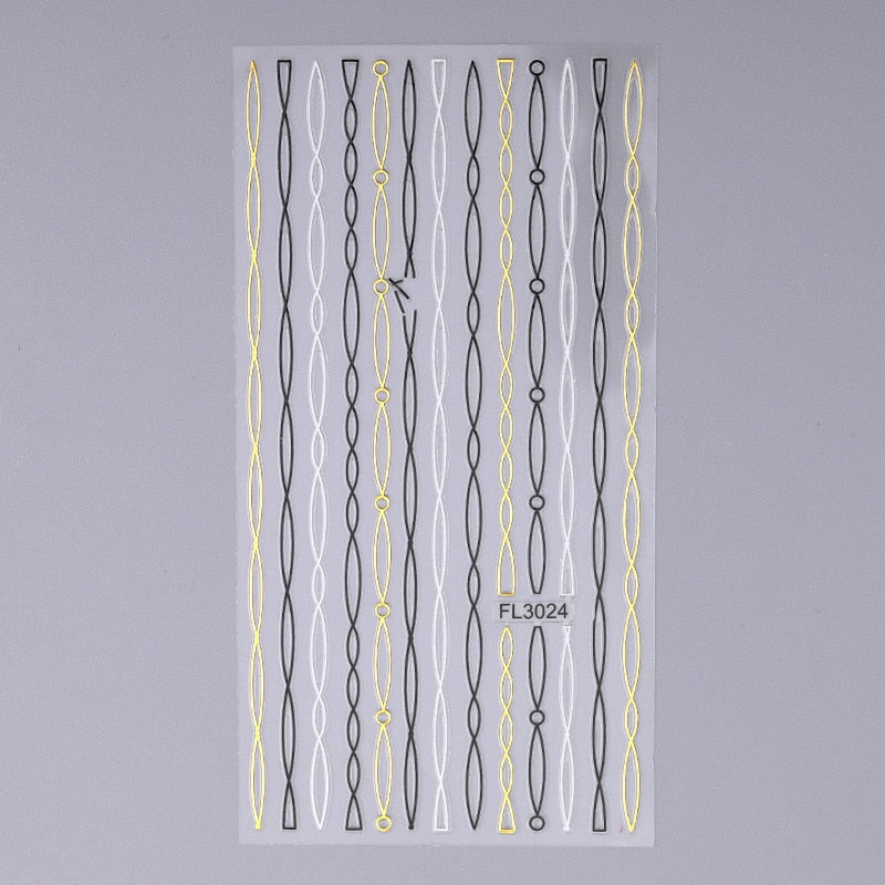 1PC Silver Gold Lines Stripe 3D Nail Sticker Geometric Waved Star Heart Self Adhesive Slider Papers Nail Art Transfer Stickers 0 DailyAlertDeals style 14  
