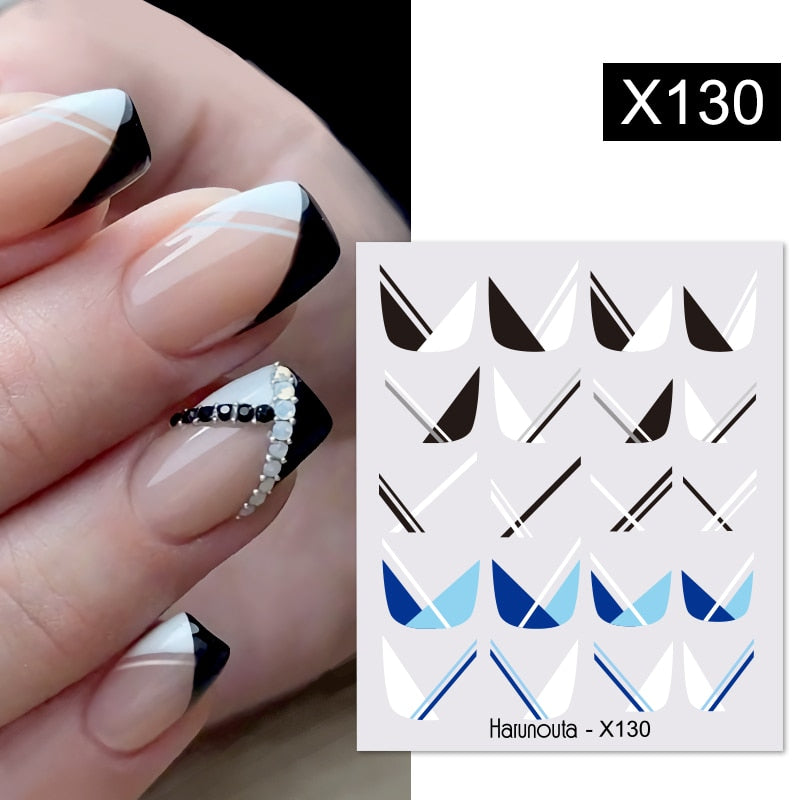 Harunouta Black Lines Flower Leaf Water Decals Stickers Spring Simple Green Theme Face Marble Pattern Slider For Nails Art Decor Nail Stickers DailyAlertDeals X130  