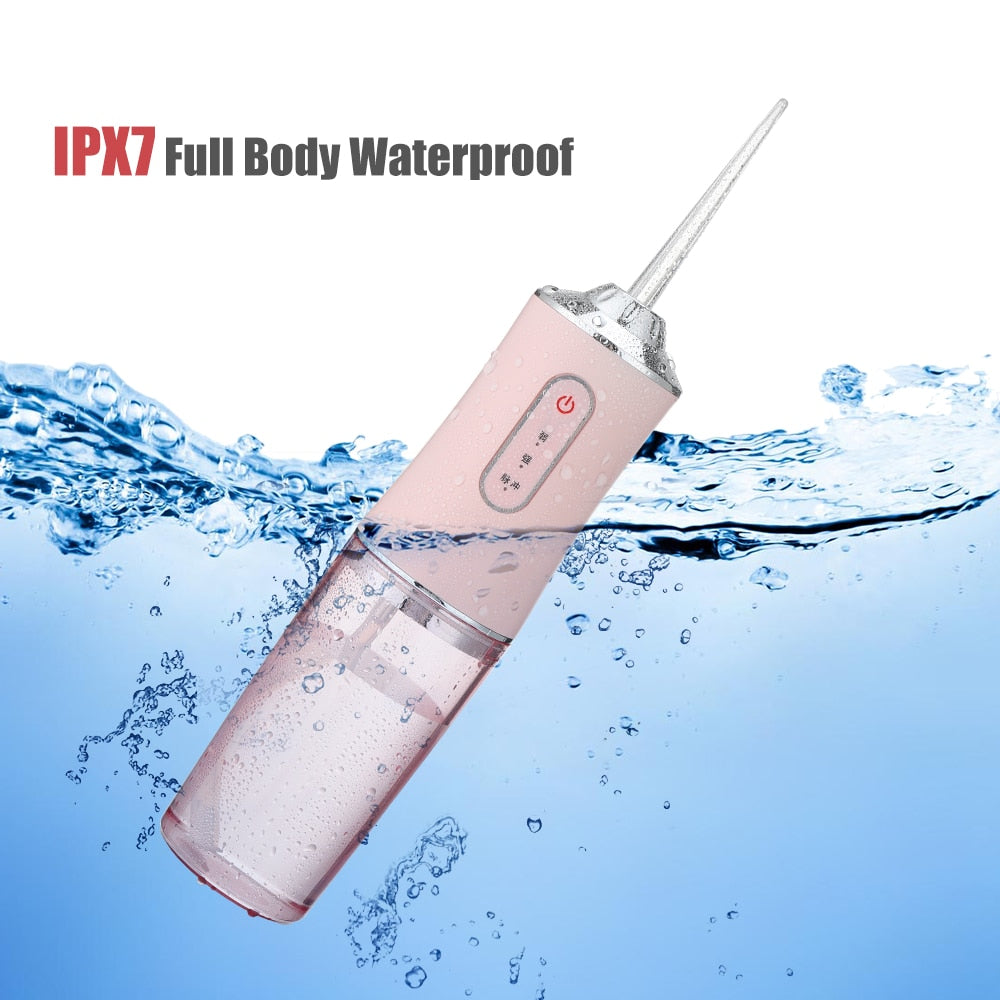 Oral Irrigator Portable Dental Water Flosser USB Rechargeable Water Jet Floss Tooth Pick 4 Jet Tip 220ml 3 Modes IPX7 1400rpm 0 DailyAlertDeals   