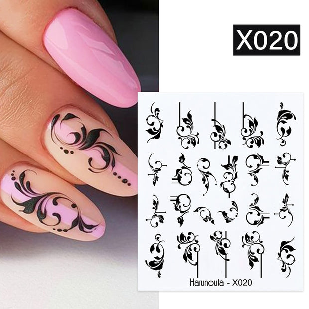 Harunouta Butterfly Flower Design Leaves Nail Water Decals Color Wave Geometric Line Charms Sliders Decoration Tips For Nail Art 0 DailyAlertDeals X020  