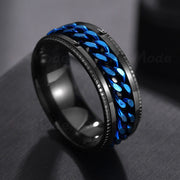 Cool Stainless Steel Rotatable Men Couple Ring High Quality Spinner Chain Rotable Rings Punk Women Man Jewelry for Party Gift 0 DailyAlertDeals 6 Black and Blue 