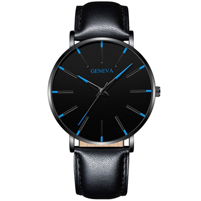 2022 Minimalist Men Fashion Ultra Thin Watches Simple Men Business Stainless Steel Mesh Belt Quartz Watch relogio masculino 0 DailyAlertDeals Leather Black Blue  