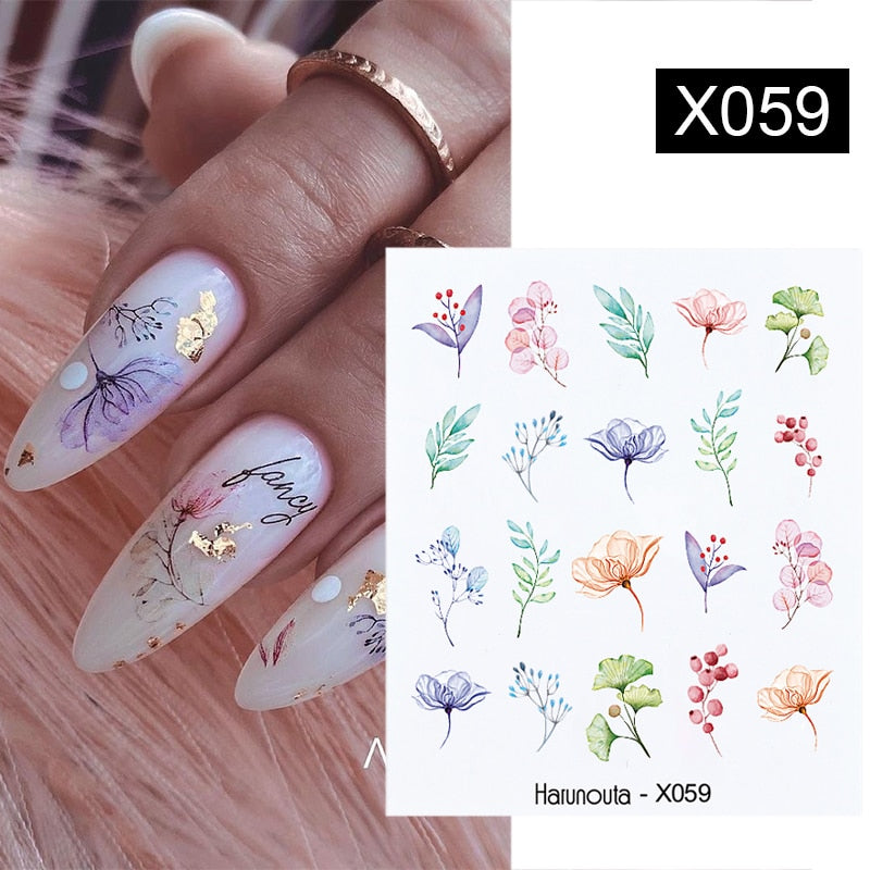 Harunouta Cool Geometrics Pattern Water Decals Stickers Flower Leaves Slider For Nails Spring Summer Nail Art Decoration DIY 0 DailyAlertDeals X059  