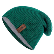 New Unisex Letter Beanie Hat Leisure Add Fur Lined Winter Hats For Men Women Keep Warm Knitted Hat Fashion Solid Ski Bonnet Cap Beanie hat unisex DailyAlertDeals Dark Green 54cm-62cm 