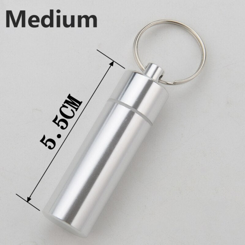 Waterproof Aluminum Pill Box Case Bottle Cache Drug Holder for Traveling Camping Container Keychain Medicine Box Health Care health care pill box DailyAlertDeals   