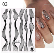 French 3D Nail Decals Stickers Stripe Line French Tips Transfer Nail Art Manicure Decoration Gold Reflective Glitter Stickers nail art DailyAlertDeals CB090 03  