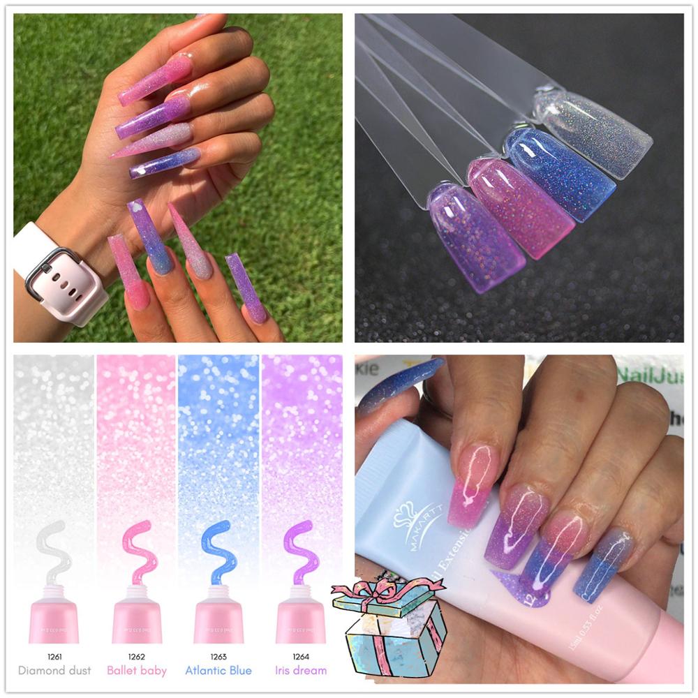 Makartt Jelly Glitter Poly Nail Gel Kit- Translucent Glitter Gel Nail Extension Gel Nail Enhancement Set for Beginner Manicure nail jelly glitter polish DailyAlertDeals   