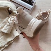 BeauToday Chunky Sneakers Women Mesh Leather Platform Shoes Mixed Colors Lace-Up Lady Trendy Trainers Thick Sole Handmade 29401 0 DailyAlertDeals   