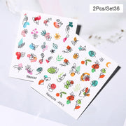 Harunouta Abstract Lady Face Water Decals Fruit Flower Summer Leopard Alphabet Leaves Nail Stickers Water Black Leaf Sliders 0 DailyAlertDeals 2pcs-36  