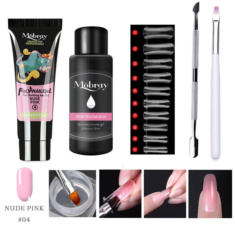 5 PCS Poly Extension Gel Set Nail Art French Nail Art Clear Camouflage Color Nail Tip Form Crystal Nail Gel Slice Brush Nail Gel NAIL GEL DailyAlertDeals 04 China 