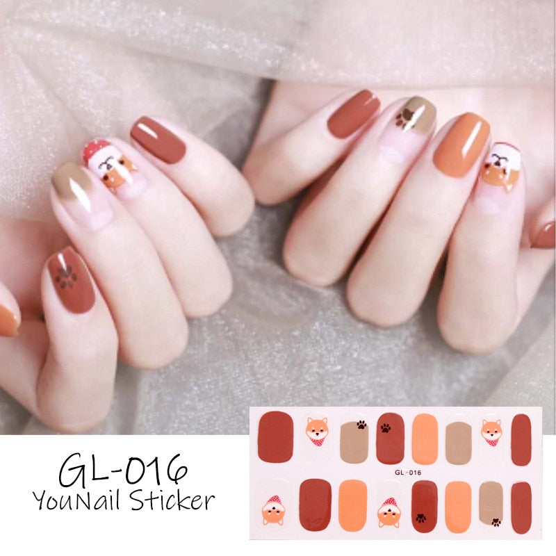 16 Tips/Sheet Glitter Series Shiny Manicure Decoracion Designed Nail Art Stickers 2020 Nail Decoration Nail Wraps Shiny Decal stickers for nails DailyAlertDeals GL-016  