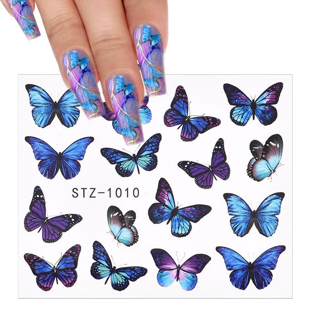 3D Watercolor Butterflies Sliders Nail Art Water Transfer Decal Sticker Blue Valentine&#39;s Day Nail Decoration Tattoo Manicure 0 DailyAlertDeals TA631  