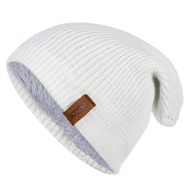 New Unisex Letter Beanie Hat Leisure Add Fur Lined Winter Hats For Men Women Keep Warm Knitted Hat Fashion Solid Ski Bonnet Cap Beanie hat unisex DailyAlertDeals White 54cm-62cm 