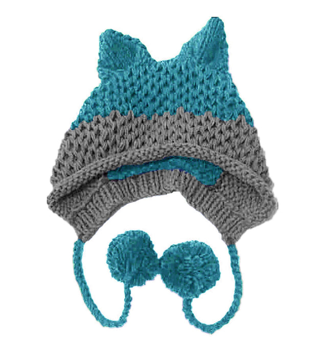 BomHCS Cute Fox Ears Beanie Winter Warm 100% Handmade Knit Hat 0 DailyAlertDeals Peacock Gray  