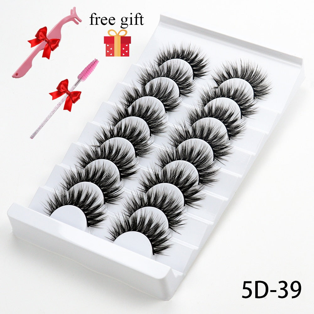 5/8 Pairs 20mm Mink Lashes 3D Natural False Eyelashes Fluffy Faux Mink Eyelashes Wispies Long Extension Eyelashes Pack Maquiagem  DailyAlertDeals 5D39 China 