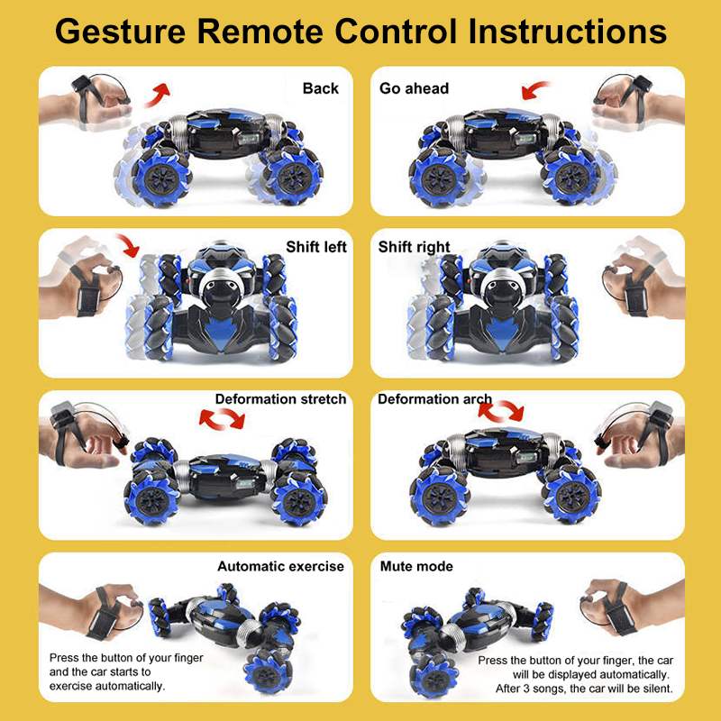 RC Car 4WD Radio Control Stunt Car Gesture Induction Twisting Off-Road Vehicle Drift RC Toys With Light &amp; Music RC Car Toys for children DailyAlertDeals   