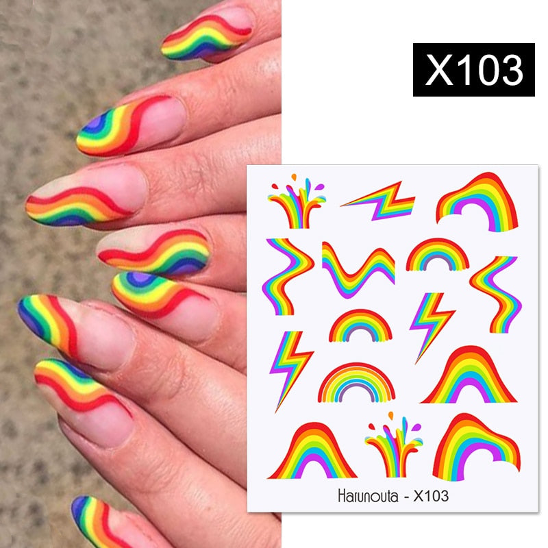 Harunouta French Black White Geometrics Pattern Water Decals Stickers Flower Leaves Slider For Nails Spring Summer Nail Design Nail Stickers DailyAlertDeals X103  