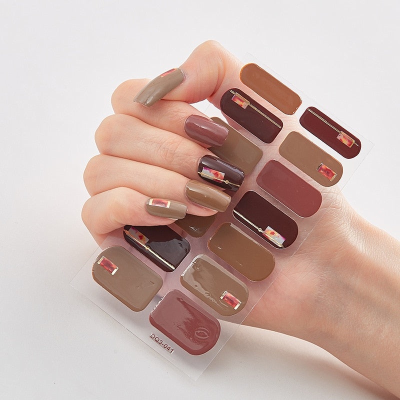 Four Sorts 0f Nail Stickers Nails Art Decoration Manicure Shiny Nail Decoration Decals Plain Stickers Nail Accesoires Women nail decal sticker DailyAlertDeals DQ3-41  