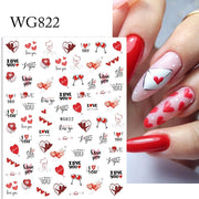 Harunouta Valentine's Day 3D Nail Stickers Heart Flower Leaves Line Sliders French Tip Nail Art Transfer Decals 3D Decoration Nail Stickers DailyAlertDeals WG822  