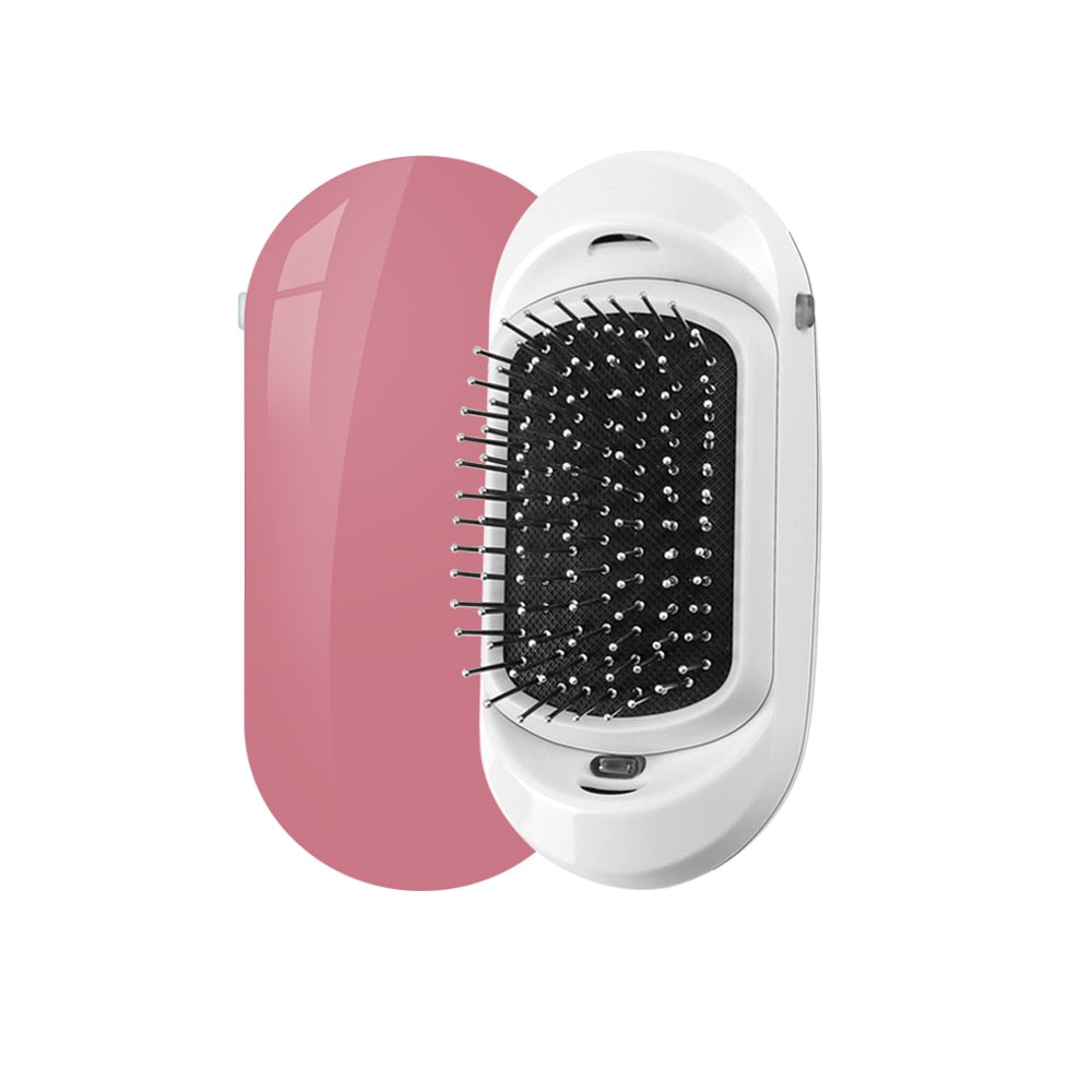 Portable Ionic Hairbrush Electric Negative Ions Hair Comb Anti Static MassageComb US Fast Shipping Styling Tool for Dropshipping portable brush hair DailyAlertDeals China Pink vibration 